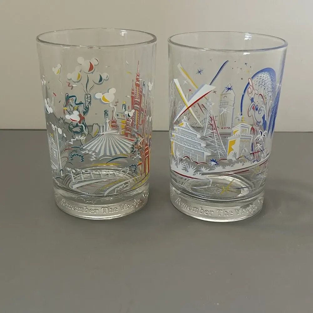 Vintage Walt Disney World 25th Anniversary Remember The Magic Set of 2 Glasses